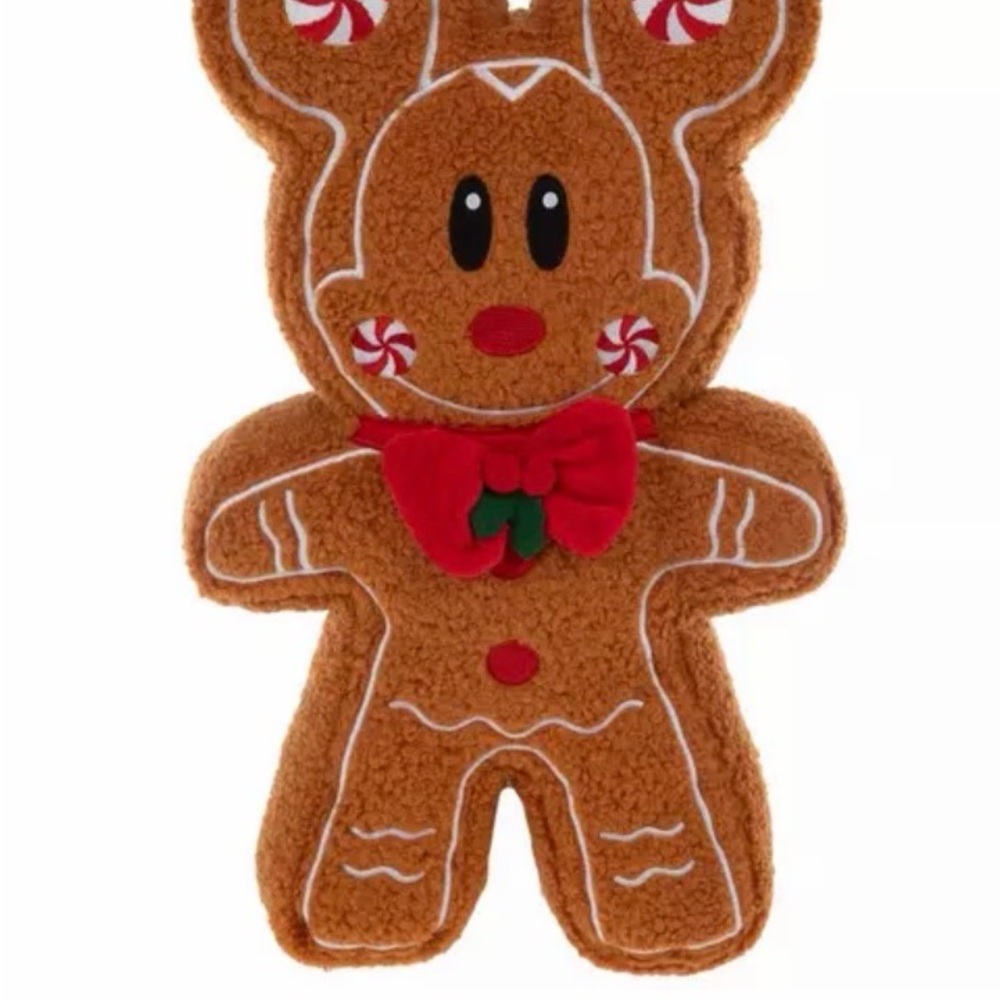 Gingerbread Disney Mickey Mouse Plush with Red Bow